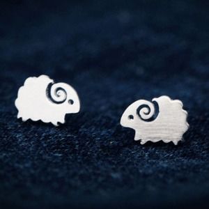Cute Brushed Silver Lamb Earrings